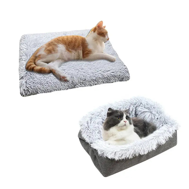 Plush Cat Bed House Cat Mat Net Red Cat Litter Plush Two-in-one Pet Mat Cat Cat Winter Warm Dog House Sleeping