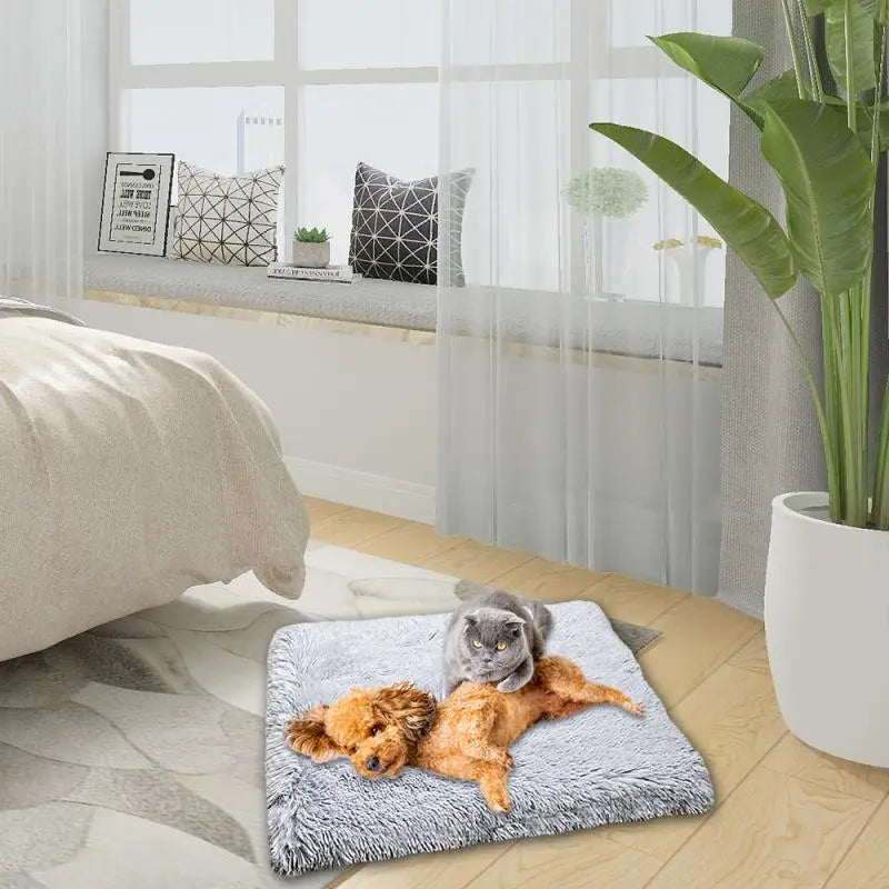 Plush Cat Bed House Cat Mat Net Red Cat Litter Plush Two-in-one Pet Mat Cat Cat Winter Warm Dog House Sleeping