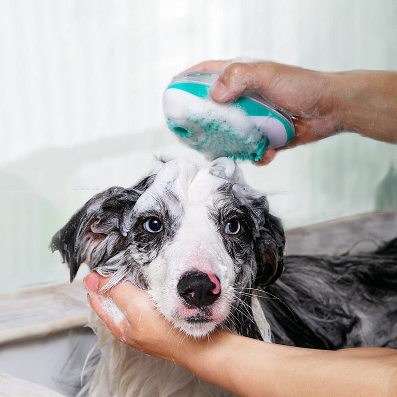Pet Dog Bath Brush Comb Pet SPA Massage Brush Soft Silicone Dogs Cats Shower Hair Grooming Cmob Dog Cleaning Tool Pet Supplies