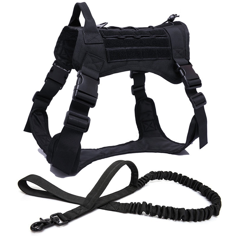 Dog Harness：Tactical Gear for Your Canine Companion, Military-Grade Dog Harness with Handle and Bungee Leash.