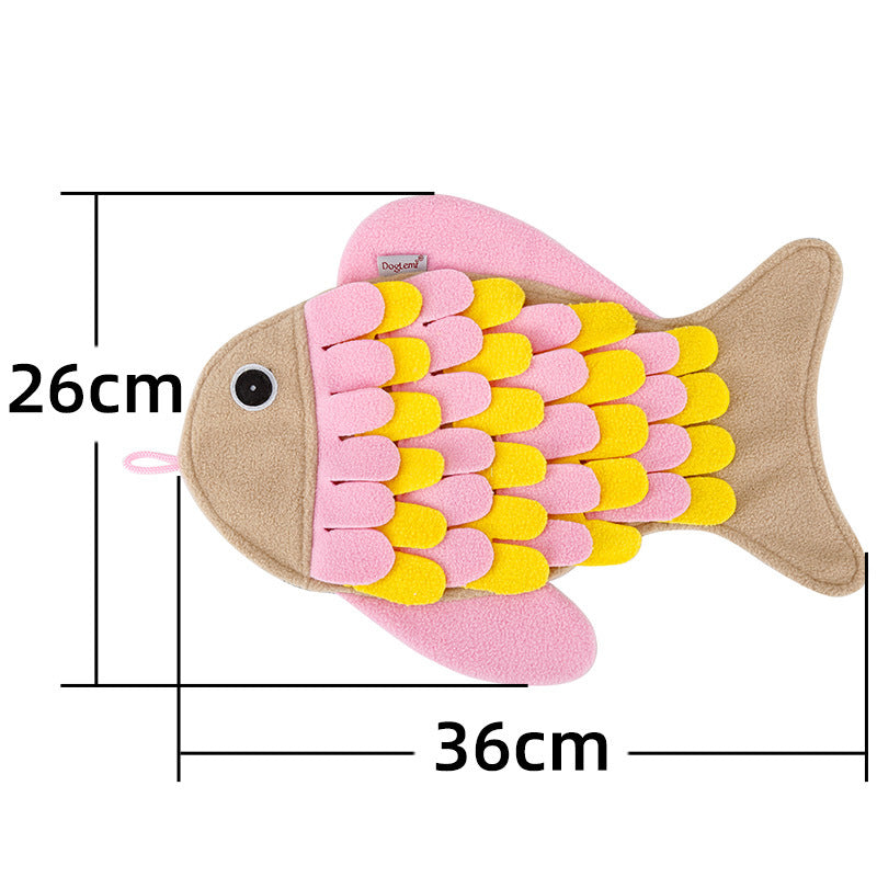 Fish-shaped pet sniffing pad plush hidden food puzzle training cat dog toy anti-demolition home pet products