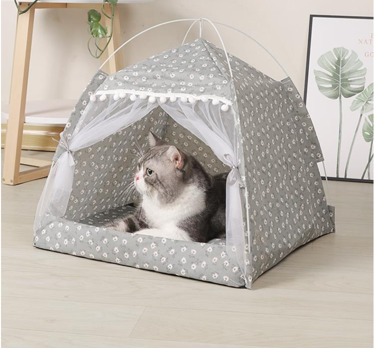 Hot Sale Pet Dog Cat Teepee Tent Bed Puppy Tent Indoor Pet Tentstripe Canvas Teepee For Pet Cage Tent