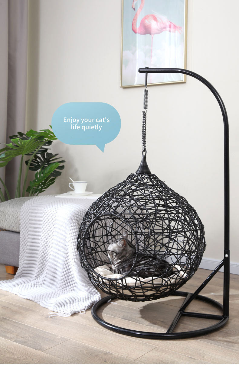 Dog bed: Swing Your Way to Happy Purrfect Moments with Our All-Season Pet Hammock and Rattan Chair - Perfect for Cats and Small Dogs!