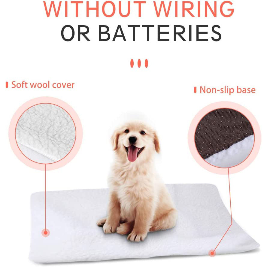 Dog Bed Pet Kennel Mat Self Heating Cat and Dog Mat Blanket Microwave Oven Heating Warm Lamb Plush Dog Kennel