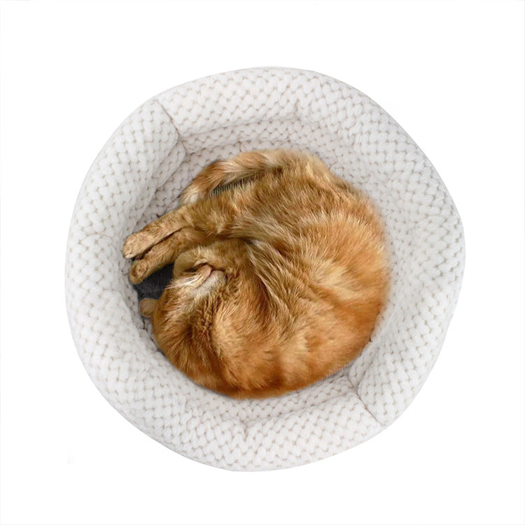 Winter Pet Deep Sleep Bed Semi-Enclosed Round Ice Velvet Pet Bed Comfortable Soft Warm Cat Bed Dog Bed