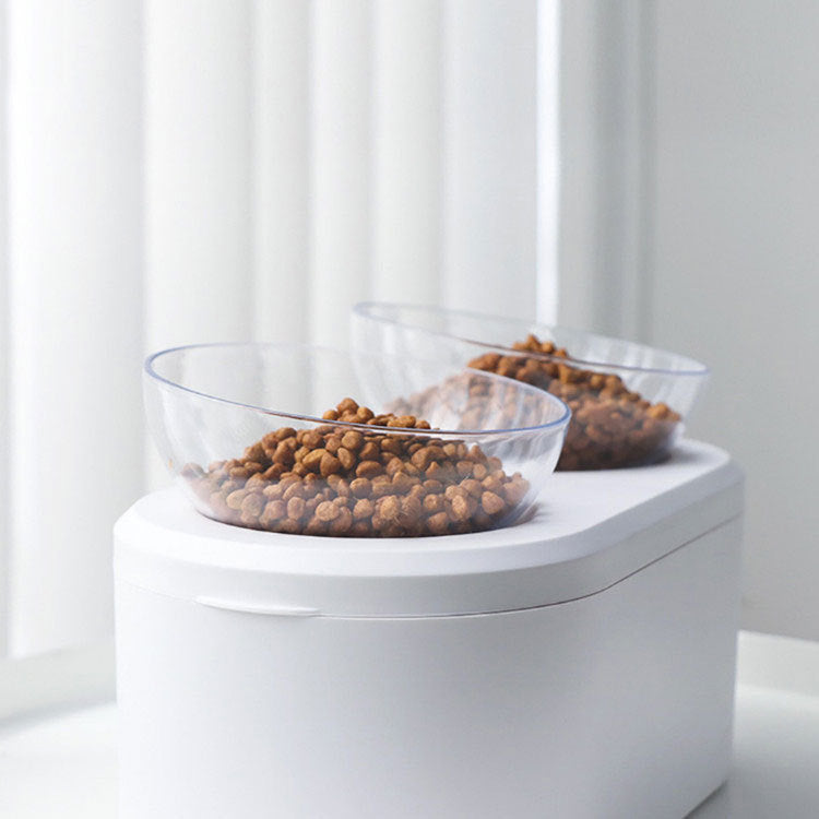 Dog Bowl: Streamline Feeding for Your Furry Friend, Get the Multifunctional Pet Double Bowl with Grain Storage and Neck Guard