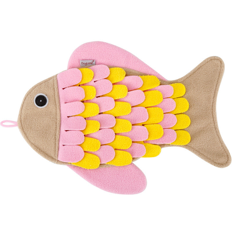 Fish-shaped pet sniffing pad plush hidden food puzzle training cat dog toy anti-demolition home pet products