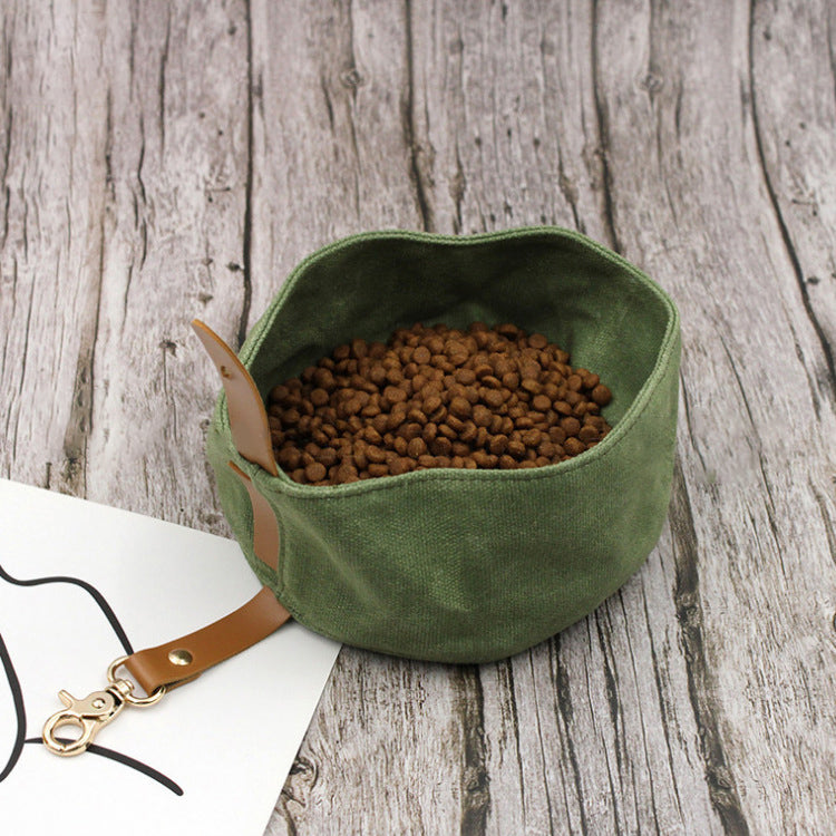 Dog Bowl: convenient outdoor dining for your furry friend, foldable canvas dog bowl and food tray.