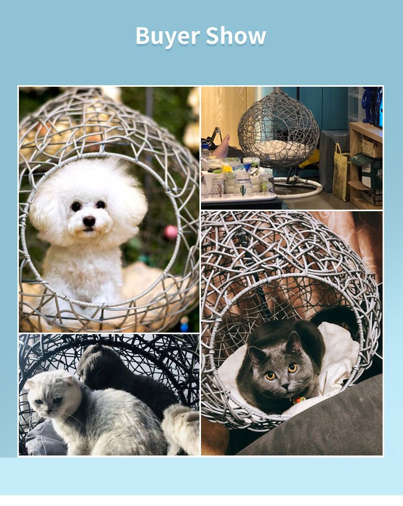 Dog bed: Swing Your Way to Happy Purrfect Moments with Our All-Season Pet Hammock and Rattan Chair - Perfect for Cats and Small Dogs!