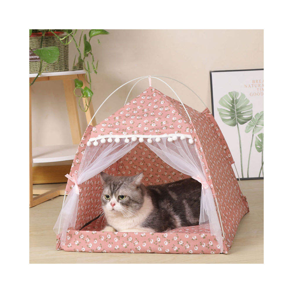 Hot Sale Pet Dog Cat Teepee Tent Bed Puppy Tent Indoor Pet Tentstripe Canvas Teepee For Pet Cage Tent