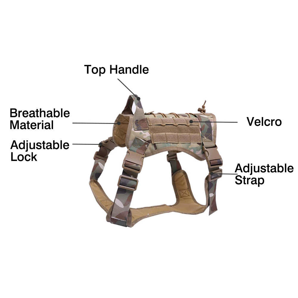 Dog Harness：Tactical Gear for Your Canine Companion, Military-Grade Dog Harness with Handle and Bungee Leash.