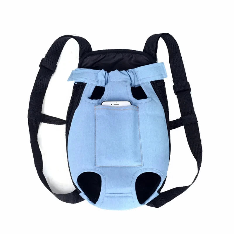 Denim Pet Dog Backpack, Outdoor Travel Dog Cat Carrier Bag for Small Dogs Puppy