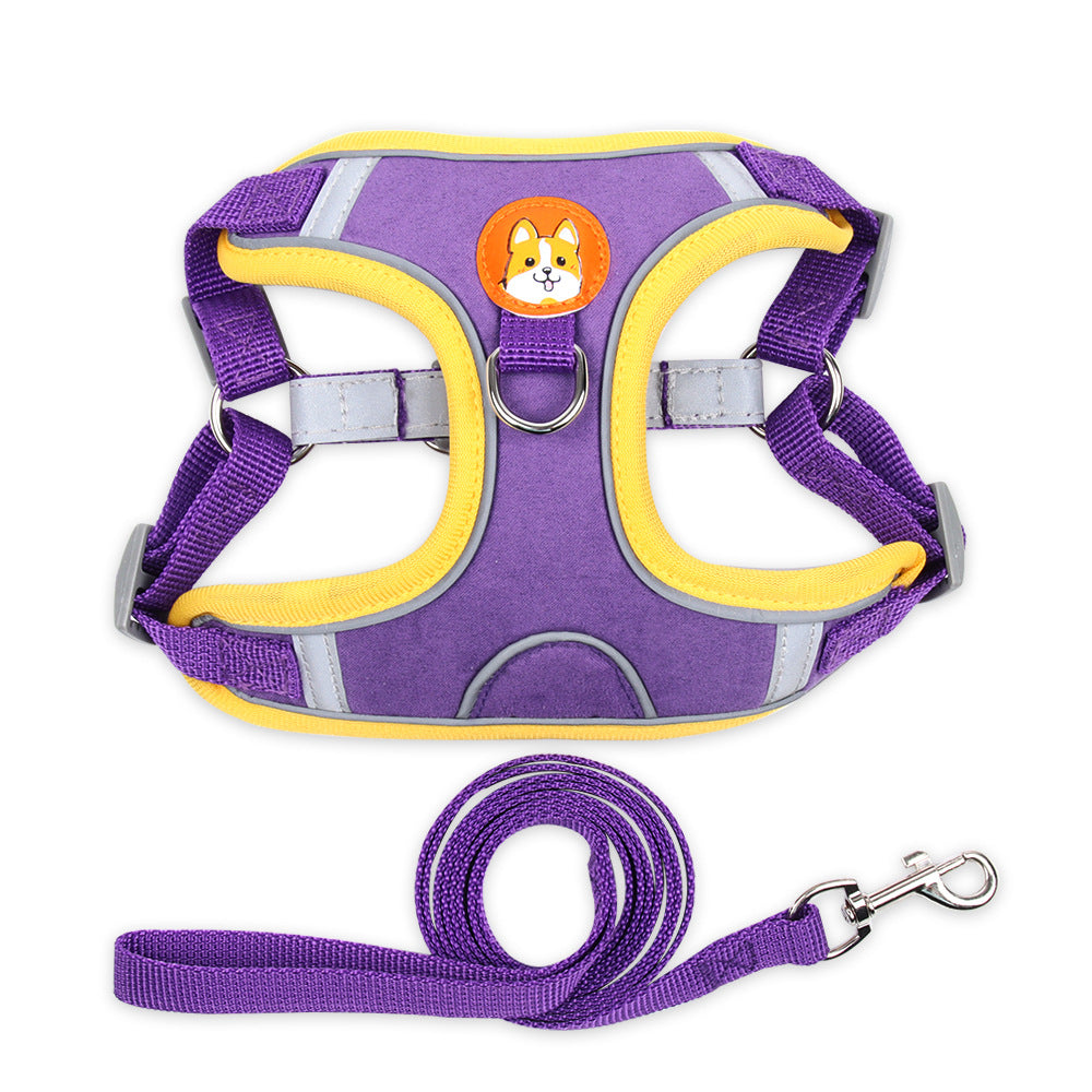 Dog Harness: Reflect your dog's style and safety with our Vest-type Chest Harness and Reflective Leash Combo!