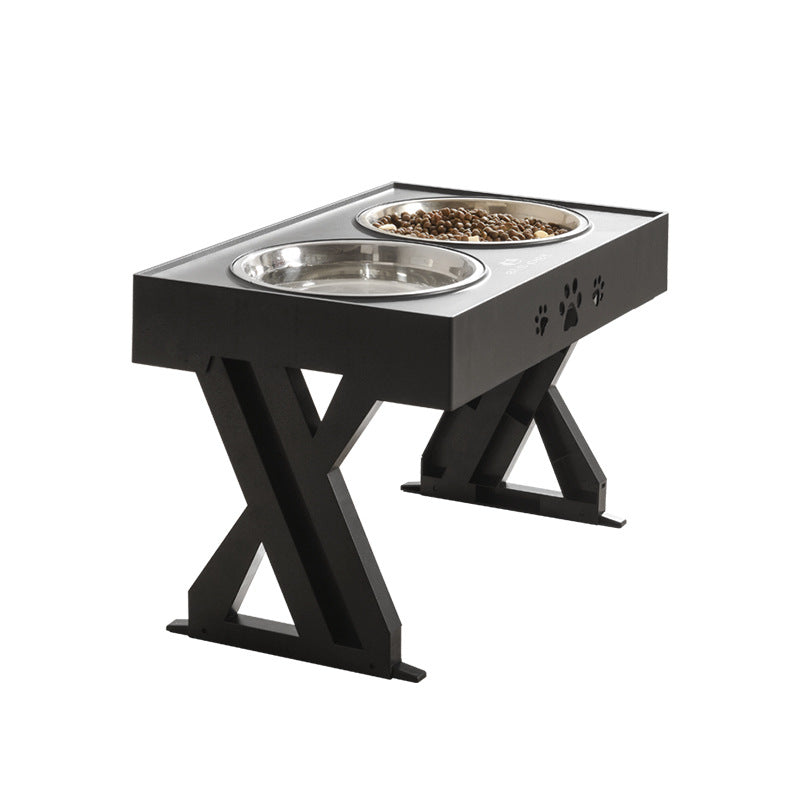 Dog Bowl: Protect Your Pup's Neck and Up Your Style Game with Our Folding Stainless Steel Pet Feeder Bowl on a Lifting Table!