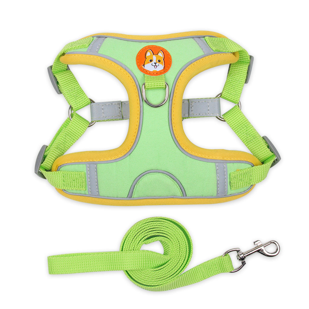 Dog Harness: Reflect your dog's style and safety with our Vest-type Chest Harness and Reflective Leash Combo!