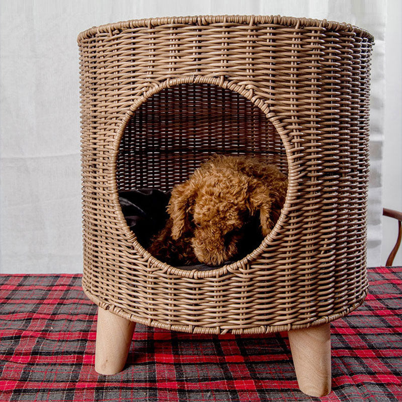 Dog bed: Keep Your Canine Friend Cozy in Style with Our Cane Woven Dog Kennel - Removable, Washable, and Perfect for Summer!"