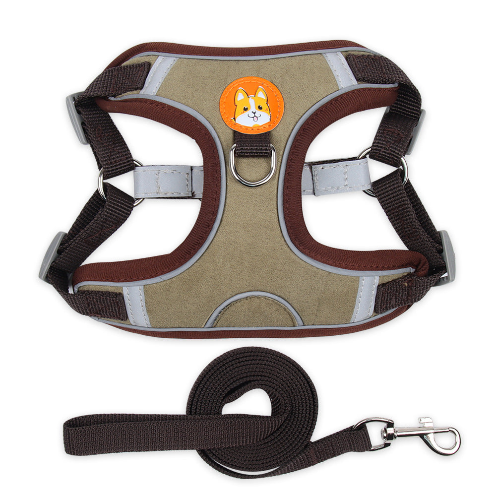 Dog Harness: Reflect your dog's style and safety with our Vest-type Chest Harness and Reflective Leash Combo!