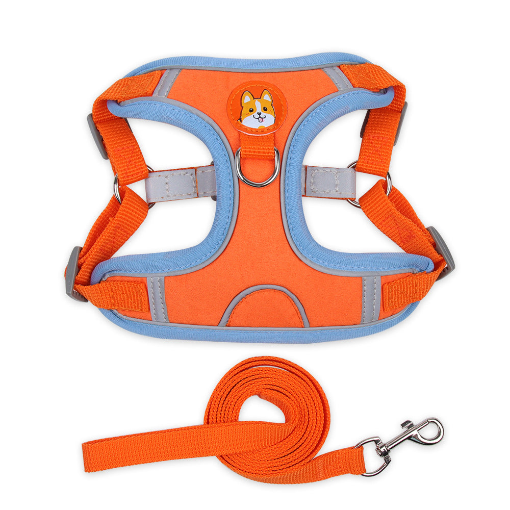 Dog Harness: Reflect your dog's style and safety with our Vest-type Chest Harness and Reflective Leash Combo!